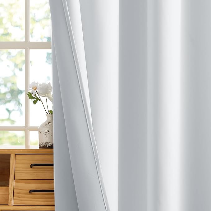 RYB HOME White 100% Blackout Curtains, Thermal Insulated Heat & UV Blocking Total Room Darkening Privacy Drapes for Bedroom Dining Living Room, Width 42 by Length 54, White, 2 Panels