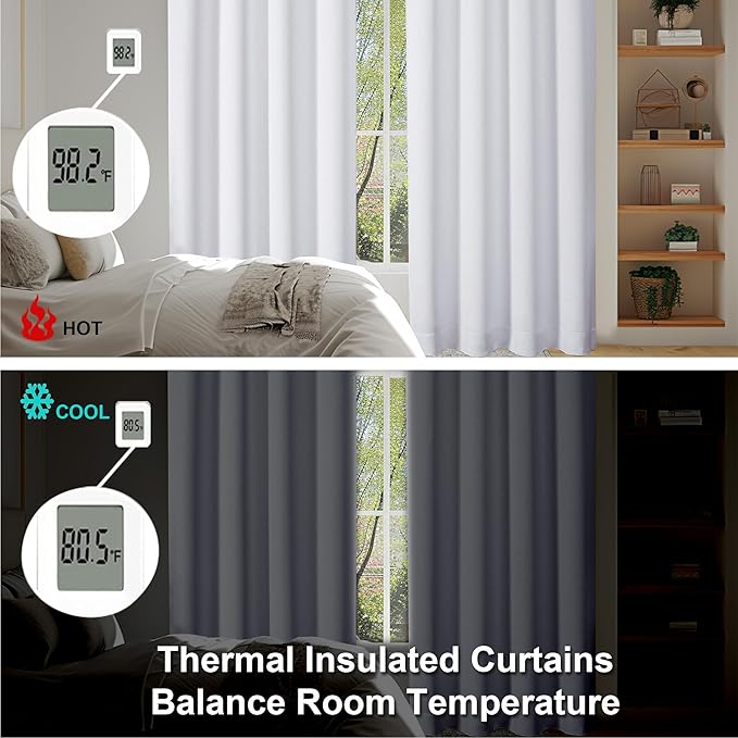 Simplebrand Ava Pure White Curtains for Bedroom 54 Inches Long 2 Panels Set, Light Filtering Window Treatment, Short Curtain Drapes, Soft Touching Casual Rod Pocket Privacy Curtains, W40 x L54 Inch