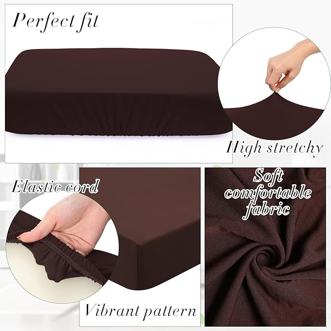 Newwiee 8Pcs Patio Cushion Covers Stretch Outdoor Cushion Cover Replacement for Patio Furniture Sofa Couch Slipcovers, Soft Flexibility Washable Furniture Protector(Waterproof Pure,Dark Coffee)