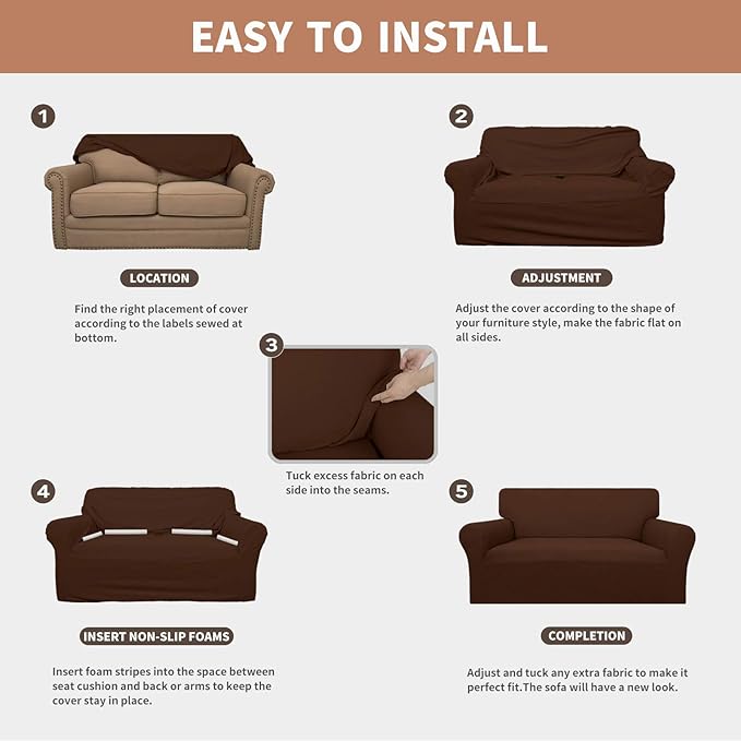 Easy-Going 100% Waterproof Chair Couch Cover, Dual Waterproof Sofa Cover, Stretch Jacquard Sofa Slipcover, Leakproof Furniture Protector for Kids, Pets, Dog and Cat (Chair, Coffee)