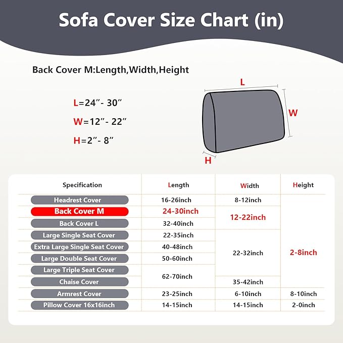 Couch Cushion Covers for Sofa Couch Covers Wear-Resistant Universal Sofa Cover Washable Stretch for Sectional Slipcovers (Texture-Gray,Back Cover M)