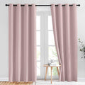 NICETOWN Light Block Window Curtains 84" Length - Home Fashion Thermal Insulated Solid Grommet Room Darkening Window Treatments for Hall Room, Blush Pink, 1 Pair, 52" Wide by 84" Long