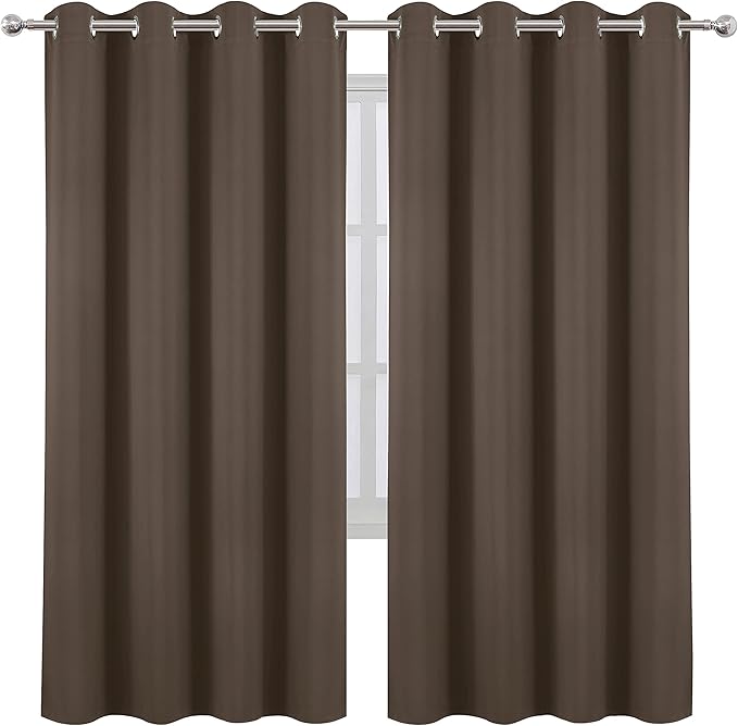 LEMOMO Chocolate Brown Thermal Blackout Curtains/52 x 72 Inch/Set of 2 Panels Room Darkening Curtains for Bedroom