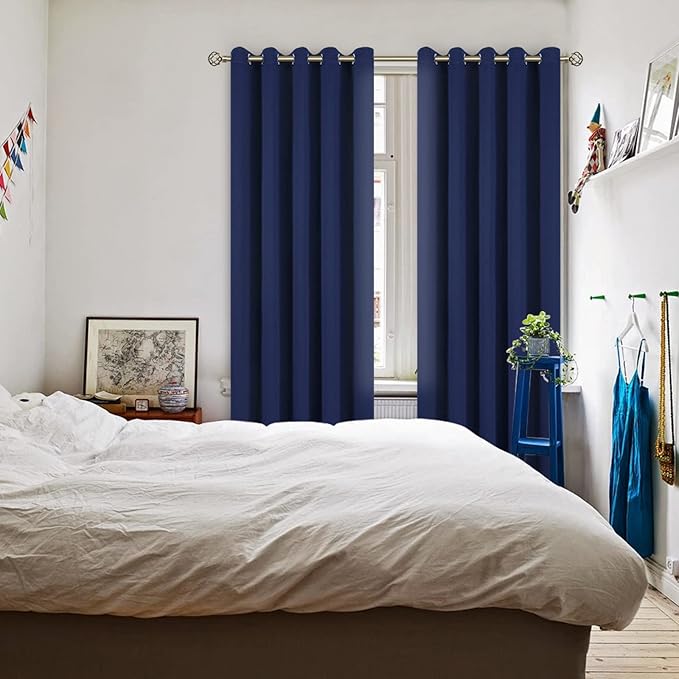 BGment Blackout Curtains for Bedroom - Grommet Thermal Insulated Room Darkening Curtains for Living Room, Set of 2 Panels (70 x 84 Inch, Navy Blue)