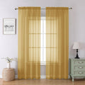 Chyhomenyc Gold Sheer Curtains 84 Inches Long 2 Panels, Light Filtering Gold Curtains for Living Room, Soft Gentle Voile Rod Pocket Bedroom Window Drapes, 59Wx84L Inch, 2PCS