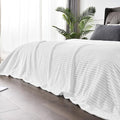 BEDELITE Fleece Throw Blanket for Couch – 3D Ribbed Jacquard Soft and Warm Decorative Fuzzy Blanket – Cozy, Fluffy, Plush Lightweight White Throw Blankets for Bed, Sofa, 84x90 inches