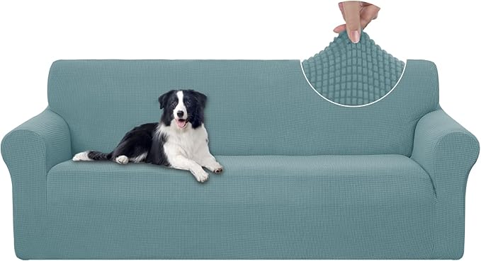U-NICE HOME Stretch Couch Cover Sofa Cover Sofa Slipcover Furniture Protector for 3 Cushion Couch Sofa Pet Friendly(Sofa, Light Blue)