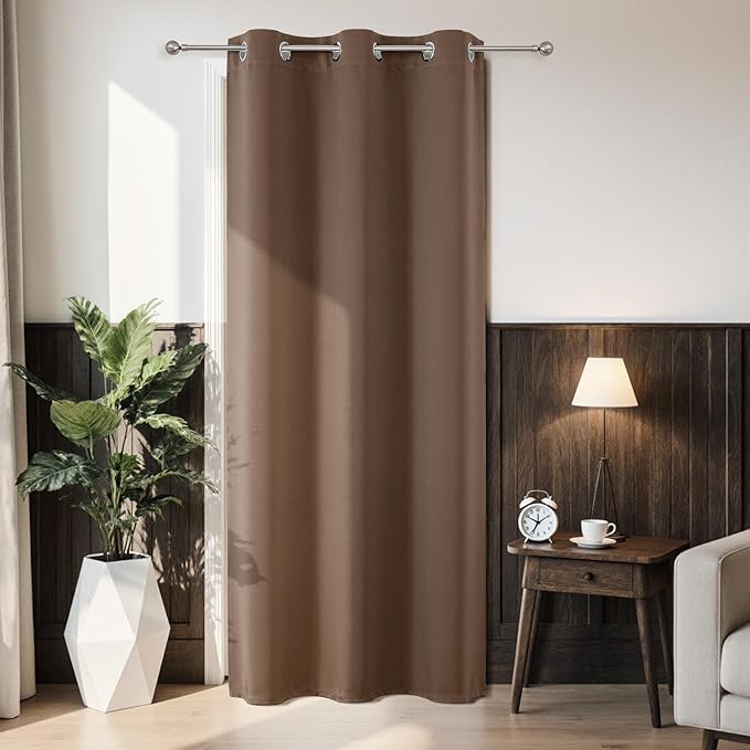 Joydeco Blackout Door Curtain for Doorway Privacy 78 Inches Long, Grommet Closet Curtain for Open Closet, Room Divider for Bedroom Living Room (Khaki, 40Wx78L, 1 Panel)