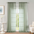 OWENIE Sage Green Sheer Curtains, Sheer Curtains 96 inches Long 2 Panels Set, Rod Pocket Voile Fimly Sheer Drapes for Living Room/Bedroom, 2pcs, Each 59" W x 96" L