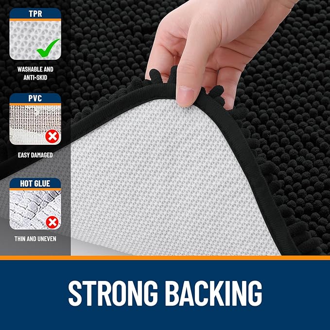 OLANLY Bathroom Rugs 47x17, Extra Soft Absorbent Chenille Bath Rugs, Rubber - Image 6