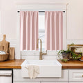 RYB HOME 100% Blackout Short Curtains for Small Window, Thermal Insulated Total Room Darkening Noise Reducing Curtains for Kitchen Bathroom Basement, 34 inches Wide by 45 inches Long, Baby Pink