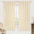 LAMIT Beige Linen Curtains 63 Inch for Bedroom, Light Filtering Neutral Faux Linen Privacy Curtains Rod Pocket Living Room Panels for Small Window, 2 Panels, 52 x 63 Inch, Beige
