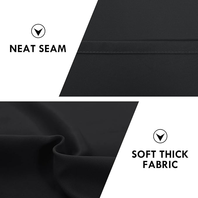 DWCN Blackout Curtains Room Darkening Thermal Insulated Bedroom Curtains Window Treatments, 42 x 45 inches Long, Set of 2 Black Rod Pocket Drapes