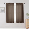 OWENIE Sheer Curtains 54 inches Long for Living Room Bedroom, Rod Pocket Light Filtering Voile Sheers Panels Drapes Small Window Treatments 2 Panels, 42" W x 54" L, Chocolate