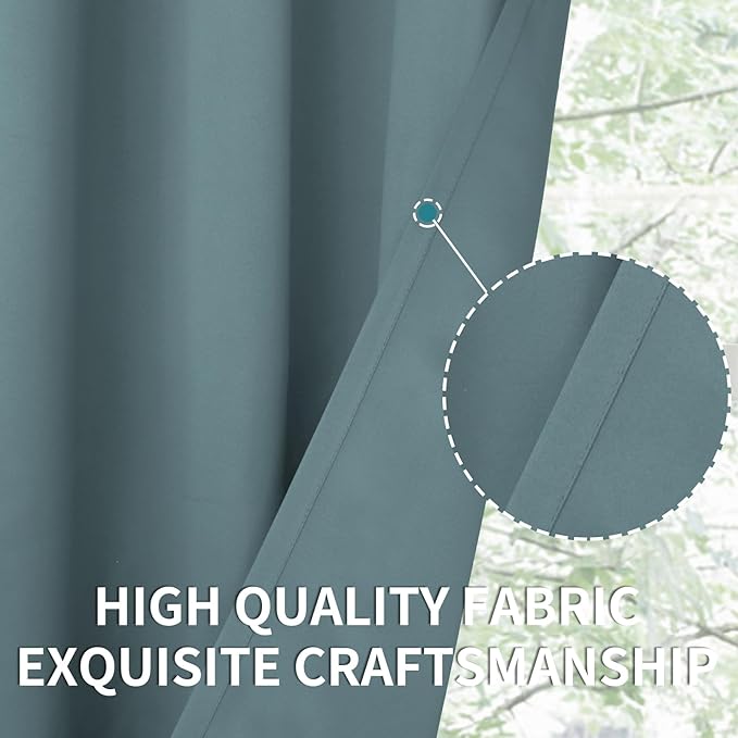 BGment Room Darkening Curtains 63 Inches Long - Grommet Thermal Insulated Drapes Window Treatment Curtains for Bedroom, 2 Panels, 70 x 63 Inch, Stone Blue