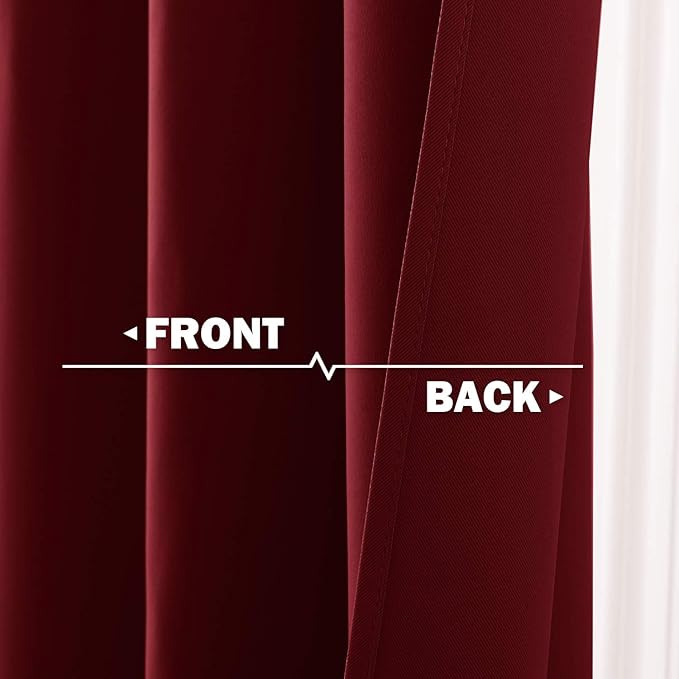 NICETOWN Blackout Kitchen Window Curtains - Pair of Thermal Insulated Eyelet Top Plain Blackout Curtains for Small Window Christmas Decor (42 Width x 36 inches Length 1.2 inches Header, Burgundy)