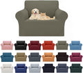 Cupuamon 2026 New Stretch Chair Sofa Slipcovers Couch Cover for 1 Seater Furniture Protector Sofa Covers with Elastic Bottom Jacquard Fabric Small Checks for Pets, Kids - Khaki