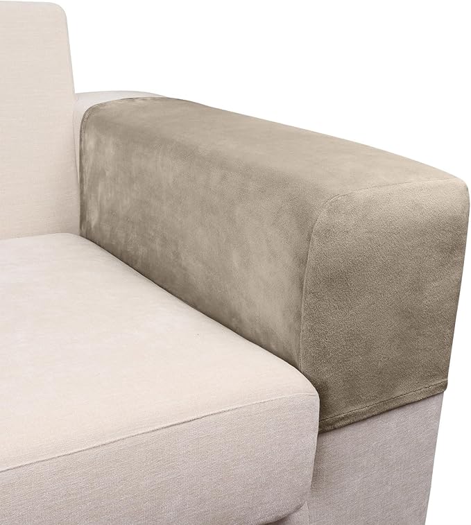 Couch Arm Covers 2 Pcs Sofa Armrest Covers Stretch Couch,Armrest Cover for Chairs Scratch-Resistant Sofa Arm Cover Armchair Slipcovers,Taupe