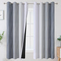 Estelar Textiler Grayish White and Grey Blackout Curtains for Living Room, Ombre Thermal Insulated Noise Reducing Blackout Drapes for Bedroom, Full Room Darkening Grommet Curtains, 52Wx63L, 2 Panels