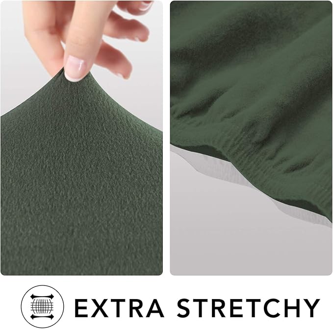 PureFit Super Stretch 4 Seater Sofa Slipcover – Spandex Non Slip Soft Couch Sofa Cover, Washable Furniture Protector with Non Skid Foam and Elastic Bottom for Kids, Pets （XX Large, Grayish Green）