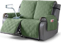 TAOCOCO 100% Waterproof Loveseat Recliner Covers 2 Seater, Split Loveseat Covers for Reclining loveseat, Non Slip Reclining Couch Cover with Double Straps for Kids, Pets(2 Seater, Bean Green)