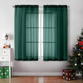 OVZME Hunter Green Sheer Curtains 63 Inches Long 2 Panels - Soft Light Filtering Window Sheer Panels for Living Room/Bedroom, Top Dual Rod Pocket, 1 Pair, Each 42Wx63L Inches