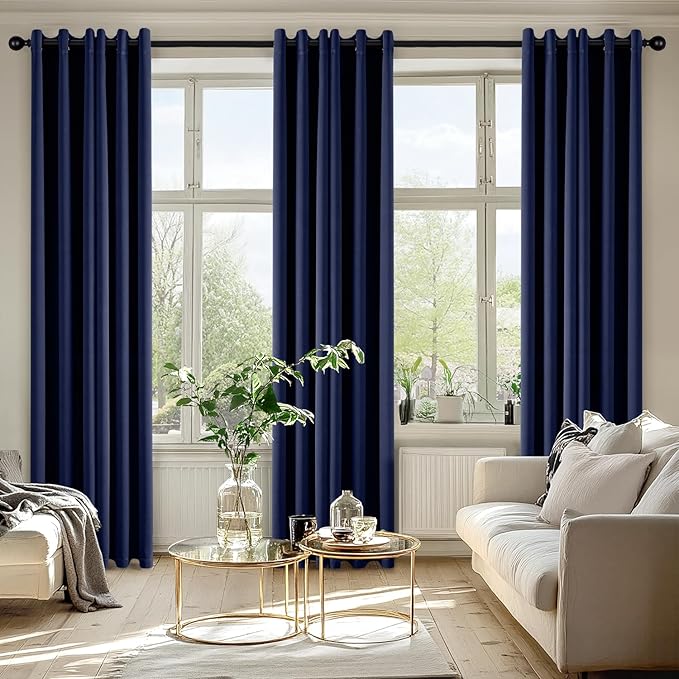 MIULEE Navy Blue Blackout Curtains for Bedroom Living Room 78 Inches Long 2 Panels, Thermal Insulated Room Darkening Drapes Solid Grommet Noise Reducing Light Blocking Window Treatments 40x78 Inch