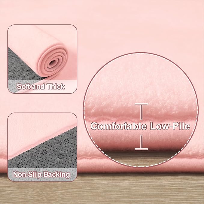Amearea Modern Soft Hallway Runner Rug, 2x8 Feet Area Rug Runners for Hallways, Washable Runner Rugs, Non Slip Memory Foam Rug Pink Runner Rugs Carpet for Entrance Kitchen Kids Room Decor