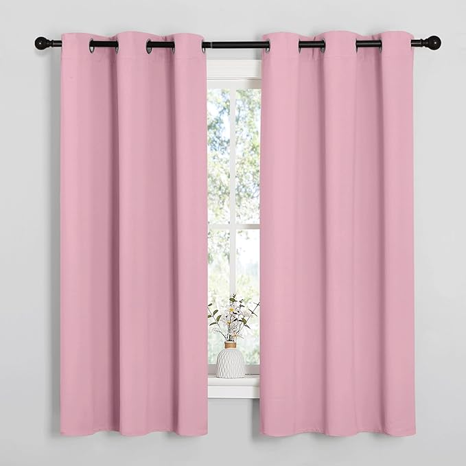 NICETOWN Room Darkening Curtains for Kitchen, Rouge Pink, Set of 2, 42 inches Wide by 50 inches Long, Window Treatment Thermal Insulated Solid Grommet Room Darkening Curtains/Drapes for Bedroom