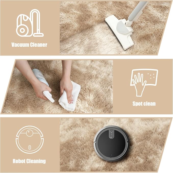 Tie-Dyed Beige Fluffy Round Rug,Soft Area Rugs for Girls Room,Shaggy Rugs 4'X4' for Living Room,Non Slip Circle Rug for Kids Bedroom,Shag Plush Nursery Carpets,Fuzzy Rug for Dorm,Room Decor Carpet