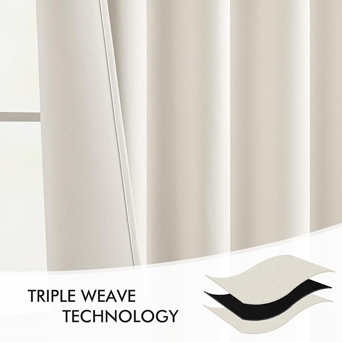 MIULEE Ivory Back Tab Blackout Curtains 84 Inch Length 2 Panels Set for Living Room Bedroom Privacy, Rod Pocket/Pinch Pleat Thermal Insulated Room Darkening Pleated Light Blocking Drapes