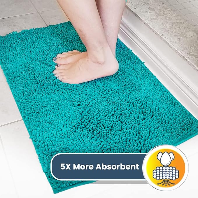 Muddy Mat® | Super Absorbent Door Mat Indoor, Microfiber Quick Dry Chenille Entryway Rug, Non-Slip Front Door Mat, Indoor Mats for Entryway, Machine Washable Pet Rug, Teal 19"x30"