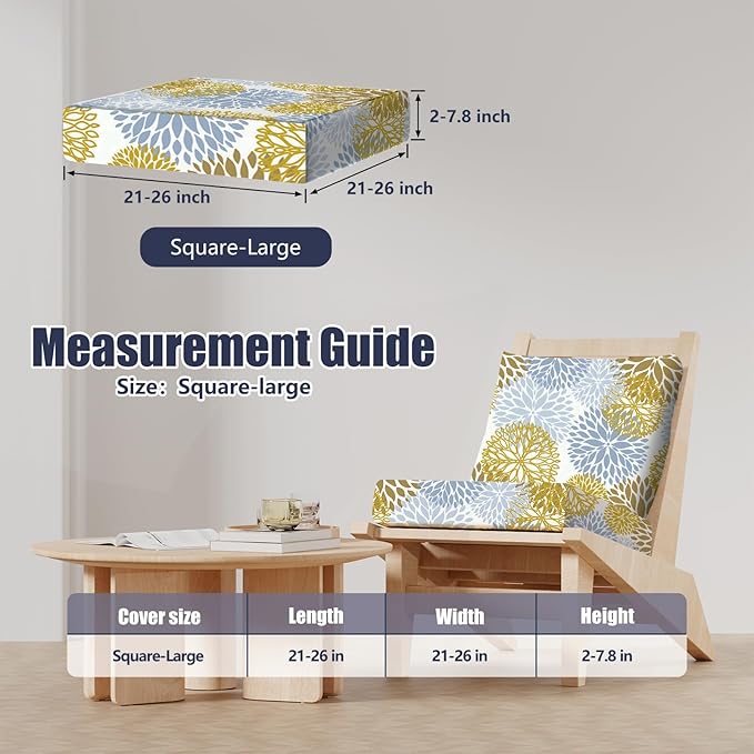 8Pcs Stretch Patio Cushion Covers, Outdoor Couch & Sofa Replacement Slipcovers for Patio Furniture Cushion Covers, Washable Reusable Furniture Protector