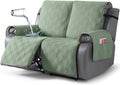 TAOCOCO 100% Waterproof Loveseat Recliner Covers 2 Seater, Split Loveseat Covers for Reclining loveseat, Non Slip Reclining Couch Cover with Double Straps for Kids, Pets(2 Seater, Sage Green)