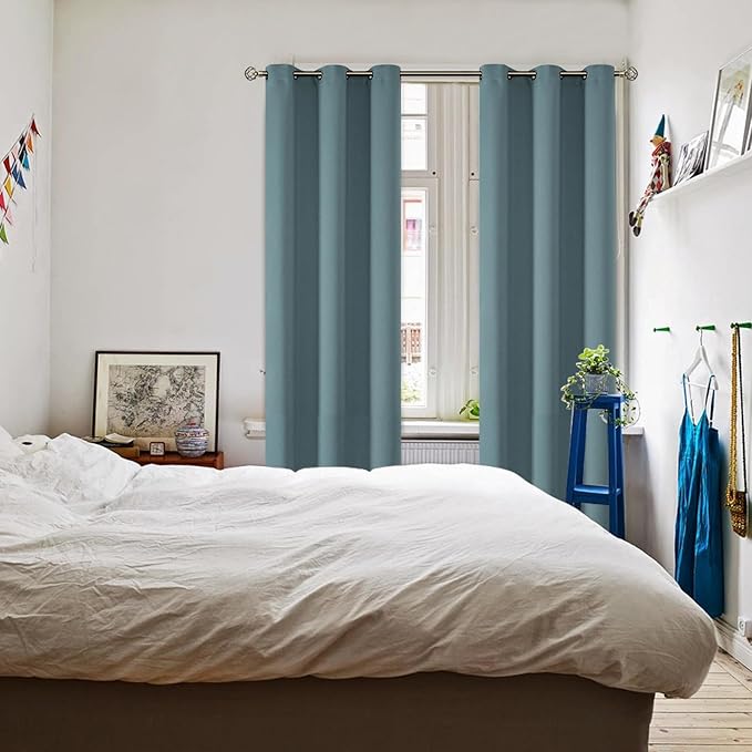 BGment Room Darkening Curtains 84 Inches Long - Grommet Thermal Insulated Drapes Window Treatment Curtains for Bedroom, 2 Panels, 42 x 84 Inch, Stone Blue
