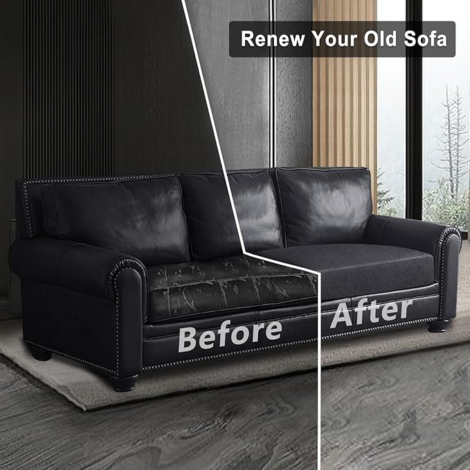 Leather Look Couch Cushion Covers Sofa Seat Slipcovers Sets Couches Furniture Protector for Sectional Armchair Loveseat Pets Kids Stretch Spandex Fabric (2 Cushion Sofa, Dark Grey)