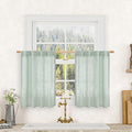 LAMIT Short Window Linen Curtains 36 Inch Length 2 Panels, Light Sage Light Filtering Panels Back Tab and Rod Pocket Neutral Drapes for Bathroom/Loft Room, 34 x 36 Inch