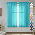 OVZME Turquoise Sheer Curtains 54 Inches Long 2 Panels - Soft Light Filtering Window Sheer Panels for Living Room/Bedroom, Top Dual Rod Pocket, 1 Pair, Each 42Wx54L Inches