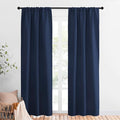 NICETOWN Blackout Curtains for Living Curtains, Home Decorations Thermal Insulated Solid Pole Top Blackout Drapes for Living Room (Navy, 1 Pair, 34-inch W x 84-inch L)