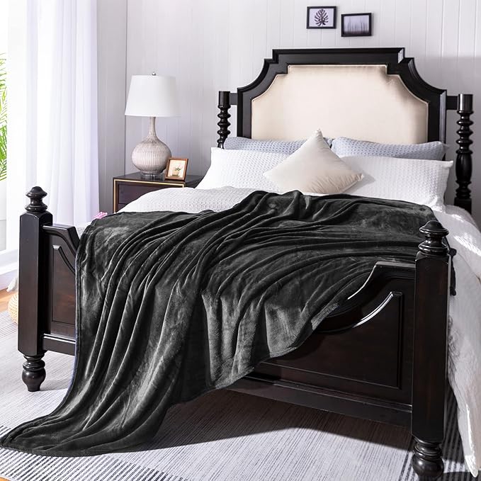 JIAHANNHA Fleece Dark Grey Blanket Throw Blankets for Sofa Couch Bed 280GSM,Super Soft Cozy and Luxury Bed Blanket for All Season Twin Size 60 x x80 inches