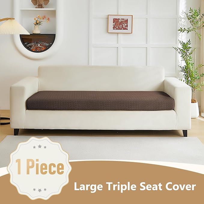 Couch Cushion Covers for Sofa Couch Covers Wear-Resistant Universal Sofa Cover Washable Stretch for Sectional Slipcovers (Texture-Brown,Large Triple Seat Cover)