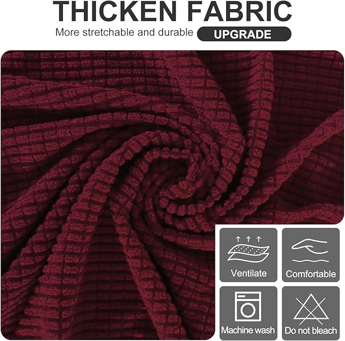 U-NICE HOME Stretch Futon Cover Armless Bed Slipcover - Soft Jacquard Fabric Washable for Pet Friendly, Burgundy
