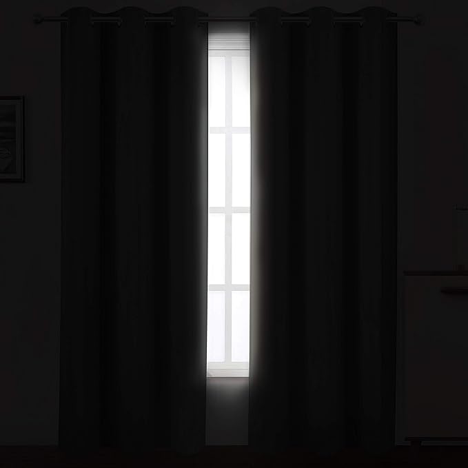 LEMOMO Grey Thermal Blackout Curtains/42 x 72 Inch/Set of 2 Panels Room Darkening Curtains for Bedroom