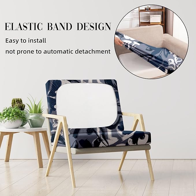 8Pcs Outdoor Cushion Covers, Patio Cushion Covers,Stretch Elastic Slipcovers, Replacement Washable & Reusable Furniture Protector for Patio Couch (Grey Flower-Pattern,Cover Only)