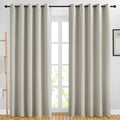 NICETOWN Room Darkening Natural Curtains & Drapes for Living Room - Thermal Insulated Solid Grommet Sound Reducing Privacy Window Treatments for Bedroom, 2 Panels, W66 x L84