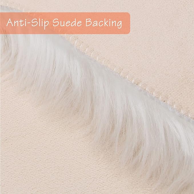 duduta White Faux Sheepskin Fur Rug 3x5 ft, Fluffy Shag Bedroom Dorm Nursery Playroom Carpet Rug Non Slip Washable