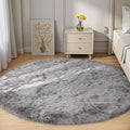 Goolela Grey Round Area Rug 6ft Fluffy Circle Faux Sheepskin Fur Carpet for Bedroom Living Room Fuzzy Furry Shaggy Luxury Washable