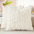decorUhome Easter Bunny Pillow Covers 20x20 Inch Set of 2, Soft Plush Faux Wool Jacquard Cream White Rabbit Cushion Covers, Farmhouse Neutral Spring Easter Holiday Decor for Couch Sofa Bed