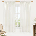 LAMIT Faux Linen 63 Inch Curtains for Bedroom, Ivory Rod Pocket Linen Drapes Light Filtering Semi Sheer Privacy Curtains for Small Window/Living Room, 2 Panels (42 x 63 Inch, Natural)