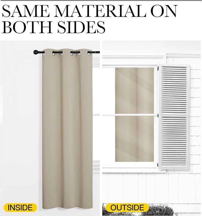 NICETOWN Thermal Insulated Grommet Room Darkening Curtains/Draperies/Panels for Bedroom (Cream, 2 Panels, W42 x L63 inches)